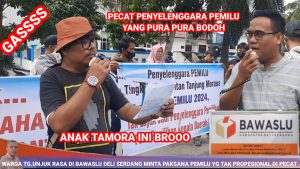 Warga Tanjung Morawa Gelar Aksi unjuk Rasa Di Bawaslu Deli Serdang