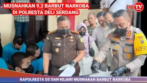 Polresta Deli Serdang Bersama Kejari Musnakan Barang Bukti Narkoba Jenis Sabu,Ganja dan Ekstasi