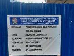 Diduga Sarat Korupsi, Proyek Aula Dinas Pertanian Deli Serdang Dipagari Rapat dan Bangunan Lama hanya Dinaikkan Batu Bata